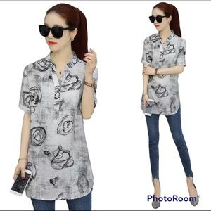 ** NEW** Women’s Printed Chiffon Short Sleeve Blouse